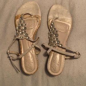 Cream jeweled sandals